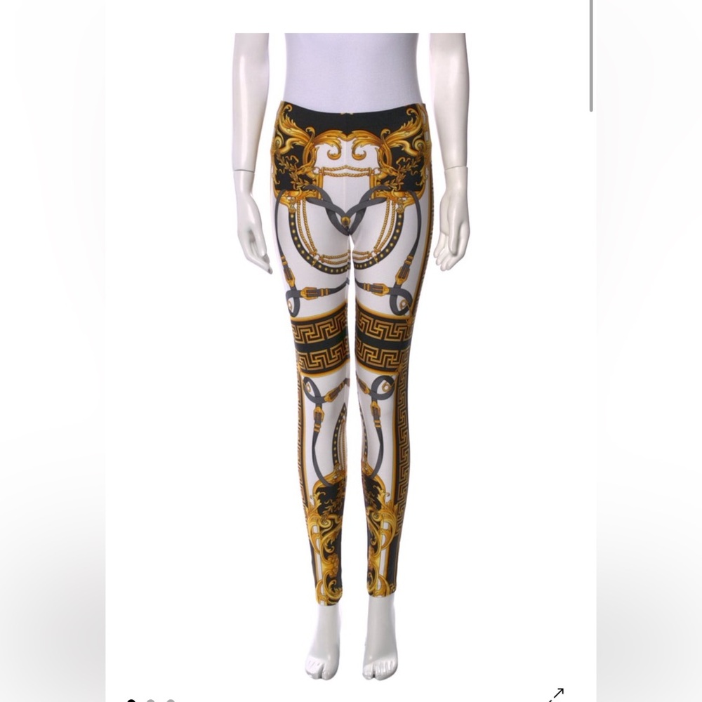 Elegant Gold and Black Patterned Women's Leggings